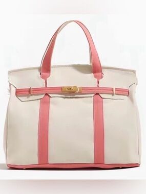 Boatkin Canvas Two-Tone Bag - Pink with Gold Hardware